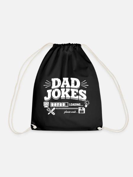 Dad Jokes Loading Please Wait - Drawstring Bag - black