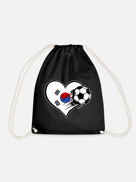 Südkorea Flagge Fußball mit Herz - Turnbeutel - Schwarz