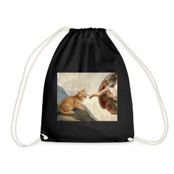 Chat gifle la main de Dieu Mème des chats drôles - Sac de sport léger - noir - Devant