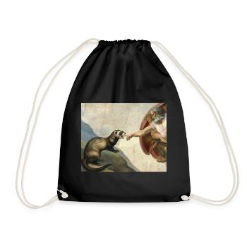 Ferret Beats God's Hand Ferret Meme - Drawstring Bag - black - Front