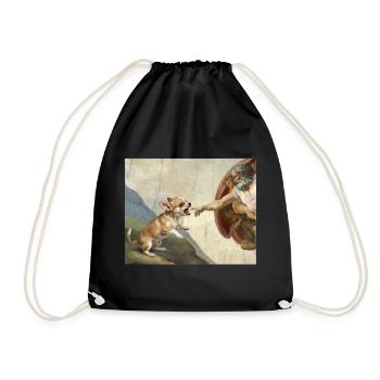 Dog God Hand Chihuahua Dogs meme - Drawstring Bag - black - Front