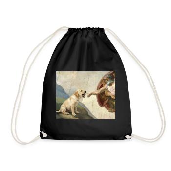 Dog God Hand Labrador Dogs meme - Drawstring Bag - black - Front