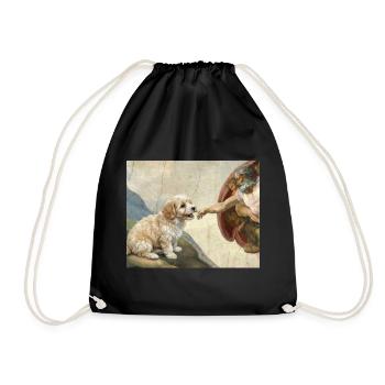 Dog God Hand Havanese Dogs meme - Drawstring Bag - black - Front