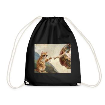Chat gifle la main de Dieu Mème des chats drôles - Sac de sport léger - noir - Devant