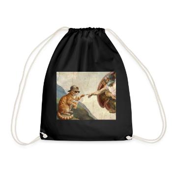 Chat gifle la main de Dieu Mème des chats drôles - Sac de sport léger - noir - Devant