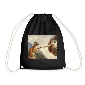 Chat gifle la main de Dieu Mème des chats drôles - Sac de sport léger - noir - Devant