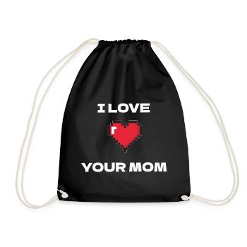 Pixel Herz Ich liebe deine Mutter - Turnbeutel - Schwarz - Vorne