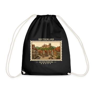 Deutschland Quedlinburg Vintage Reisemarke - Turnbeutel - Schwarz - Vorne