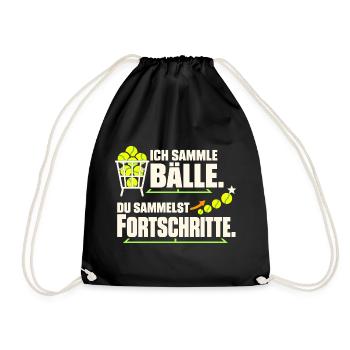 Tennistrainer Tennis Coach Tennislehrer Geschenk - Turnbeutel - Schwarz - Vorne