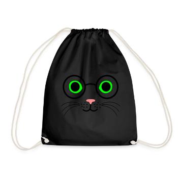 chat lunettes - Sac de sport léger - noir - Devant