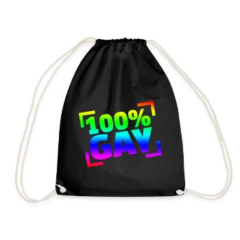 100 Gay / CSD - Turnbeutel - Schwarz - Vorne