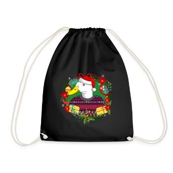 Ugly Christmas Ente in Weihnachtspulli mit Hut - Turnbeutel - Schwarz - Vorne