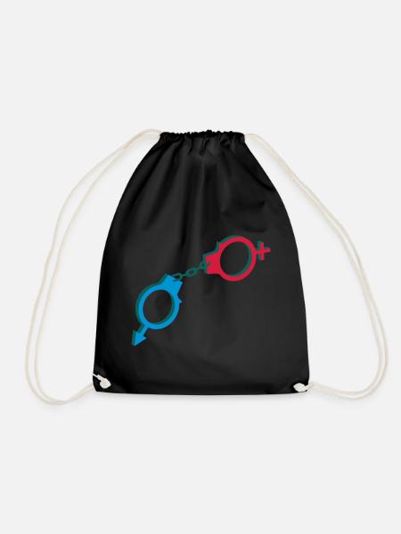 Handschellen männlich und weibliches Symbol - Turnbeutel - Schwarz
