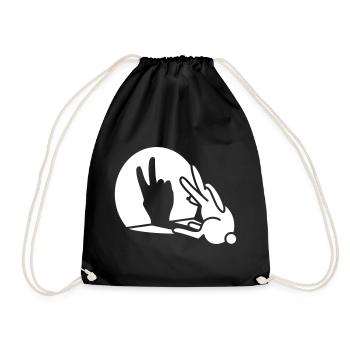 Rabbit shadow hand birthday two 2 years - Drawstring Bag - black - Front