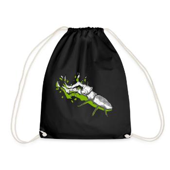 green kite - Drawstring Bag - black - Front
