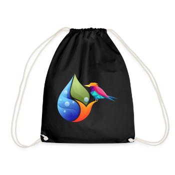 Geometric Hummingbird Over Color Sheet - Drawstring Bag - black - Front