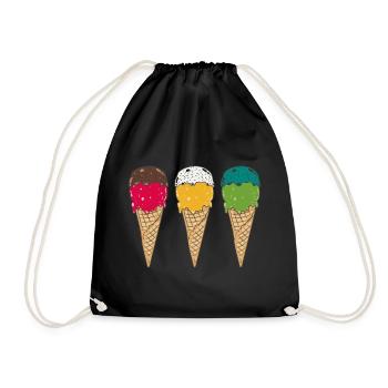 Eiscreme Eistüte Waffeleis Eis Sommer Feeling - Turnbeutel - Schwarz - Vorne