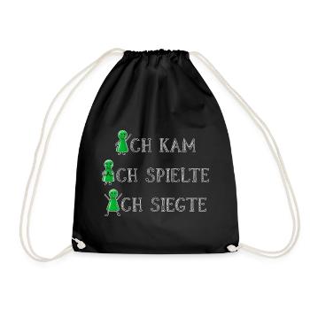Grün gewinnt immer Brettspieler Glücksshirt - Turnbeutel - Schwarz - Vorne