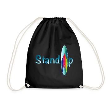 Stand up paddling Schriftzug mit Paddle Board - Turnbeutel - Schwarz - Vorne