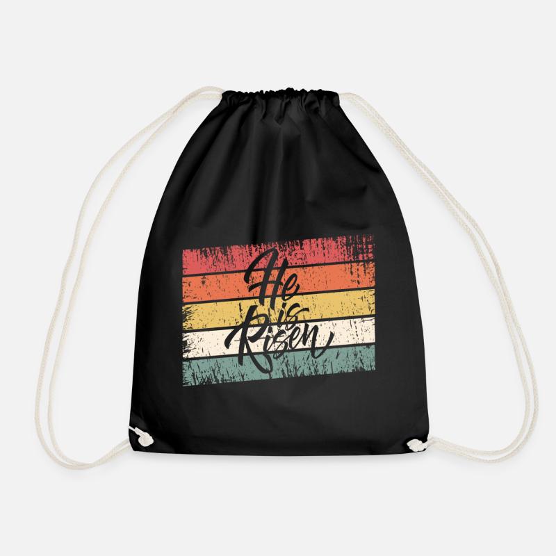 Jesus Christus - Christliches Shirt - He is risen - Turnbeutel - Schwarz