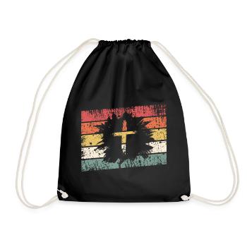 Jesus Christus - Christliches Shirt - Kreuz - Turnbeutel - Schwarz - Vorne