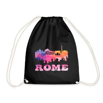 Rom Rome Italien Stadt Skyline Splash Bunt - Turnbeutel - Schwarz - Vorne