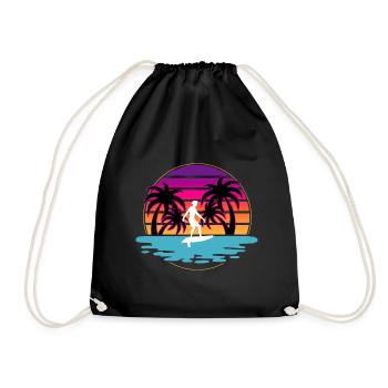 Hydrofoil Surfing Surf Surfer Hydrofoil Surfen - Drawstring Bag - black - Front