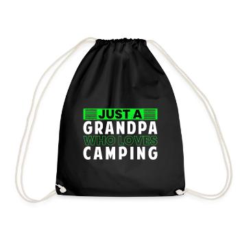 Just A Grandpa Who Loves Camping - Drawstring Bag - black - Front