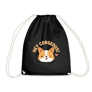 Mignon Corgi Hey Corgeous Funny Pun - Sac de sport léger - noir - Devant