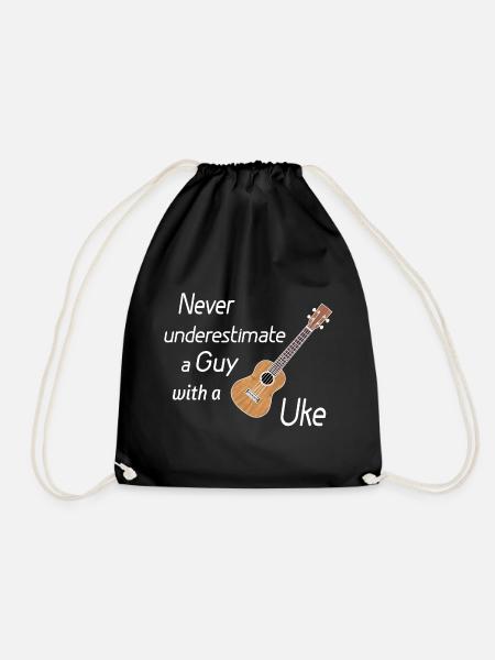 Never underestimate a guy with a Uke! weiss - Turnbeutel - Schwarz