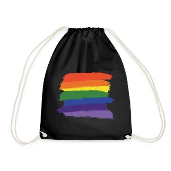 Regenbogen-Pinsel (groß) - Turnbeutel - Schwarz - Vorne
