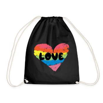 Cœur LGBT Amour Arc-en-ciel Droits Homosexuels - Sac de sport léger - noir - Devant