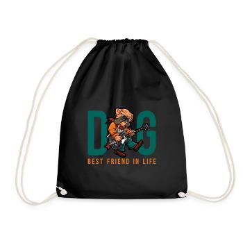 Pug Dog Dog Best Friend in life - Drawstring Bag - black - Front