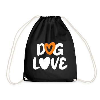 Dog Love Dogs Heart Love Pets Owner Fan - Drawstring Bag - black - Front