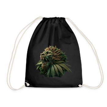 keep calm lion cannabis lion hemp - Drawstring Bag - black - Front