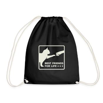 Katze Katzen Spruch Beste Katzen Freunde Geschenk - Turnbeutel - Schwarz - Vorne