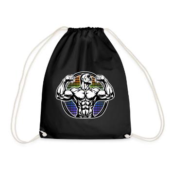 Power Figure in Rainbow Halos Bodybuilder - Drawstring Bag - black - Front