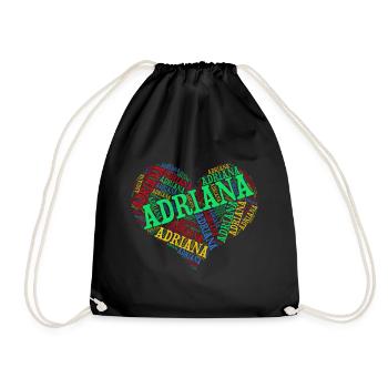 t shirt Adriana t-shirt word cloud heart - Drawstring Bag - black - Front