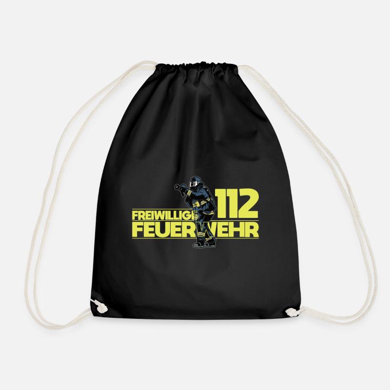 Freiwillige Feuerwehr Feuerwehrmann 112 - Turnbeutel - Schwarz