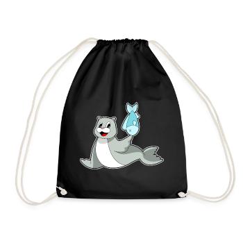 Seal Fish - Drawstring Bag - black - Front