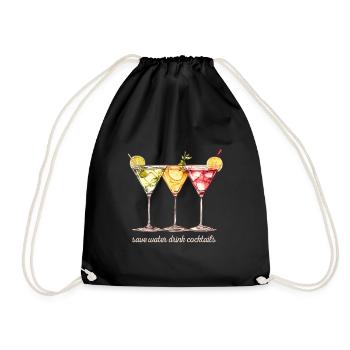 Funny saying: Save water - Drink cocktails - Drawstring Bag - black - Front