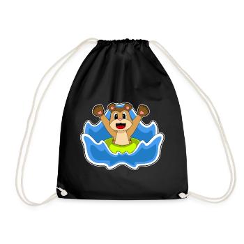 Erdmännchen Schwimmen Schwimmring Sommer - Turnbeutel - Schwarz - Vorne