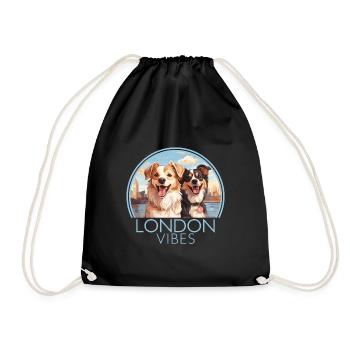 London Vibes Angleterre Mignons Chiens Amoureux des chiens - Sac de sport léger - noir - Devant