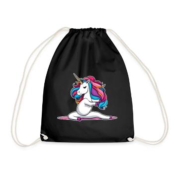 Niedliches Einhorn macht Joga - Turnbeutel - Schwarz - Vorne