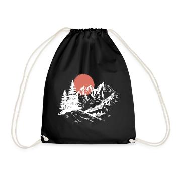 Silhouette du pic du coucher de soleil - Sac de sport léger - noir - Devant