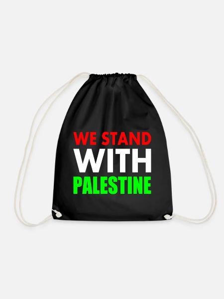 We stand with palestine - Drawstring Bag - black