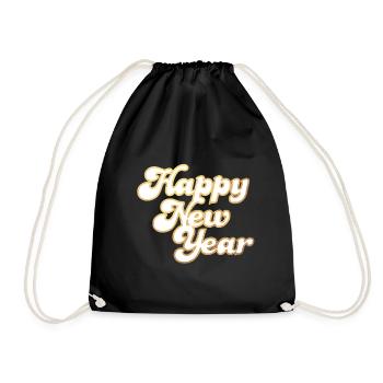 Happy New Year Sylvester cool Gold 2024 Retro - Turnbeutel - Schwarz - Vorne