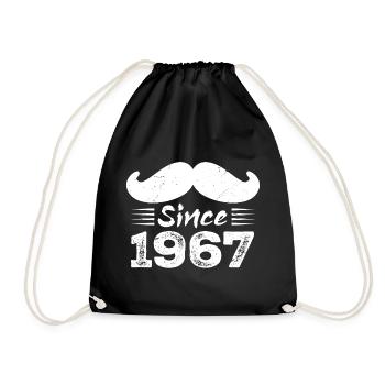 Geschenk zum 57. Geburtstag - Vintage 1967 Schnurrbart - Turnbeutel - Schwarz - Vorne