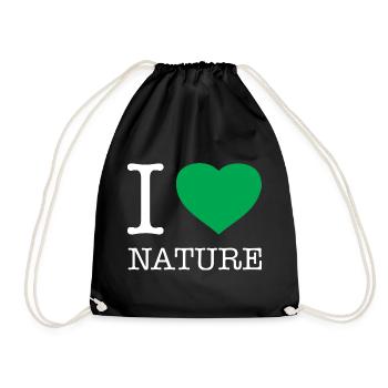 I LOVE NATURE - Drawstring Bag - black - Front