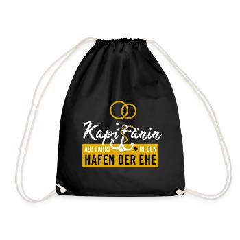 Kapitänin Hafen Ehe Junggesellinnenabschied - Turnbeutel - Schwarz - Vorne